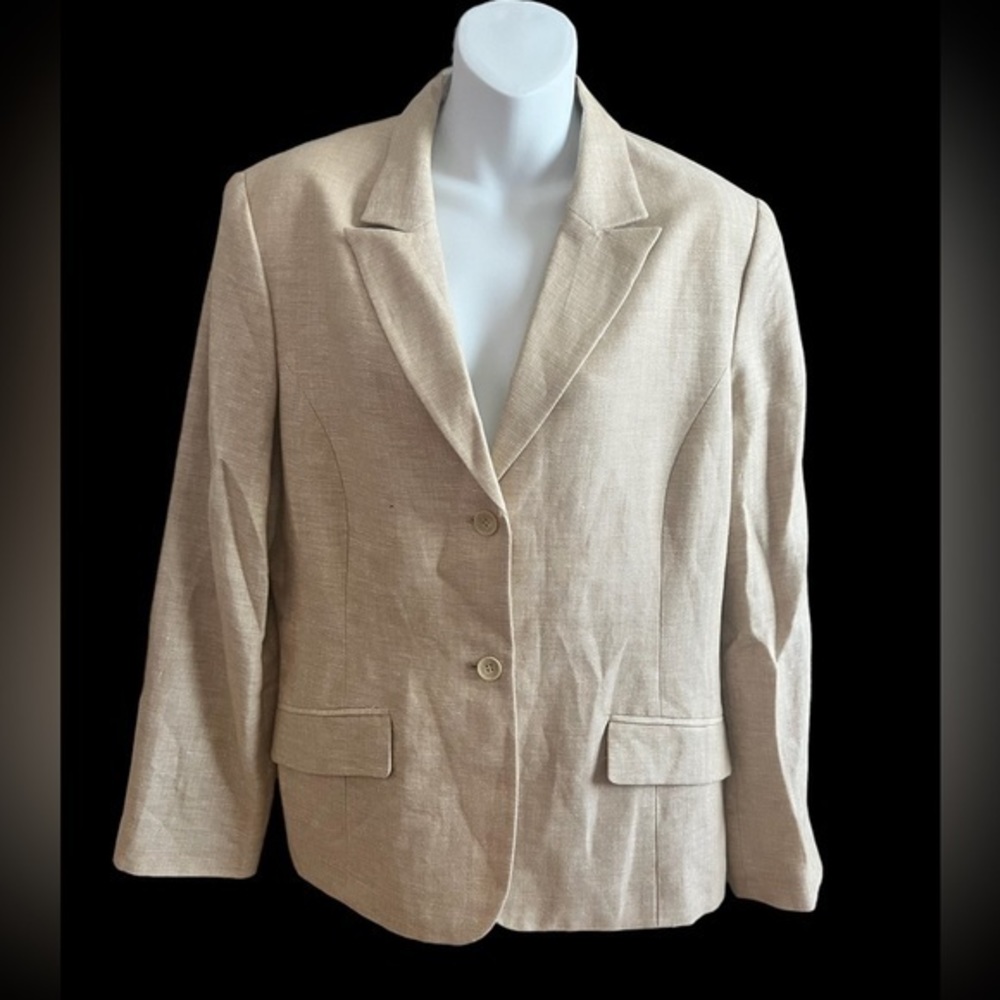 Evan Picone size 14 Vintage tan blazer linen cotton blend